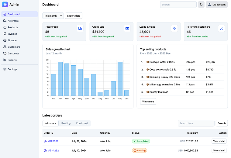 Home page template screenshot