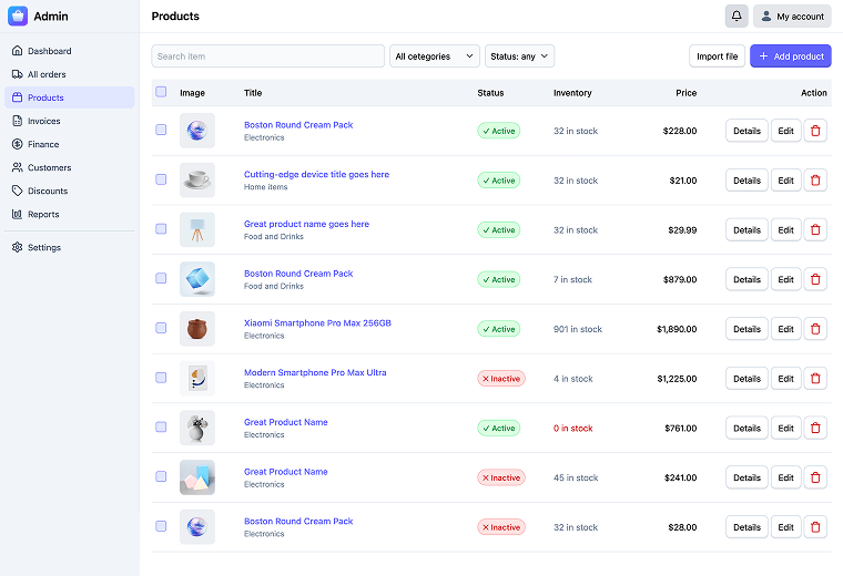 Home page template screenshot