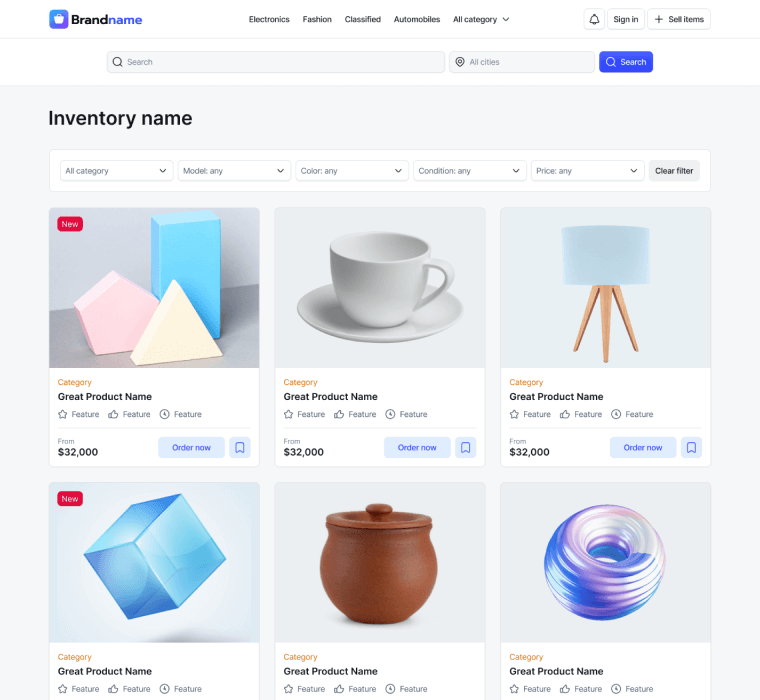 Home page template screenshot