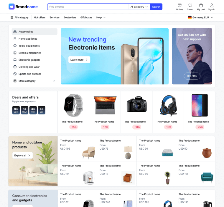 Home page template screenshot